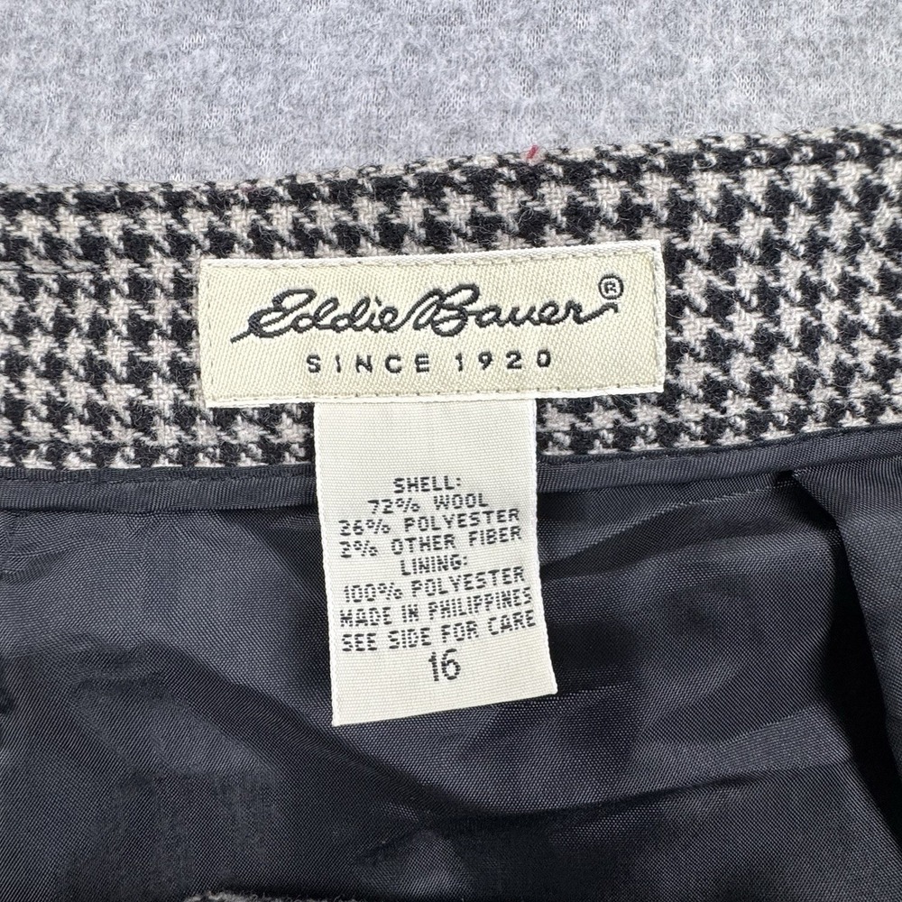 VTG 90s Eddie Bauer Houndstooth Wide Leg Pants Womens 16 Wool Blend Pleated - Picture 3 of 9